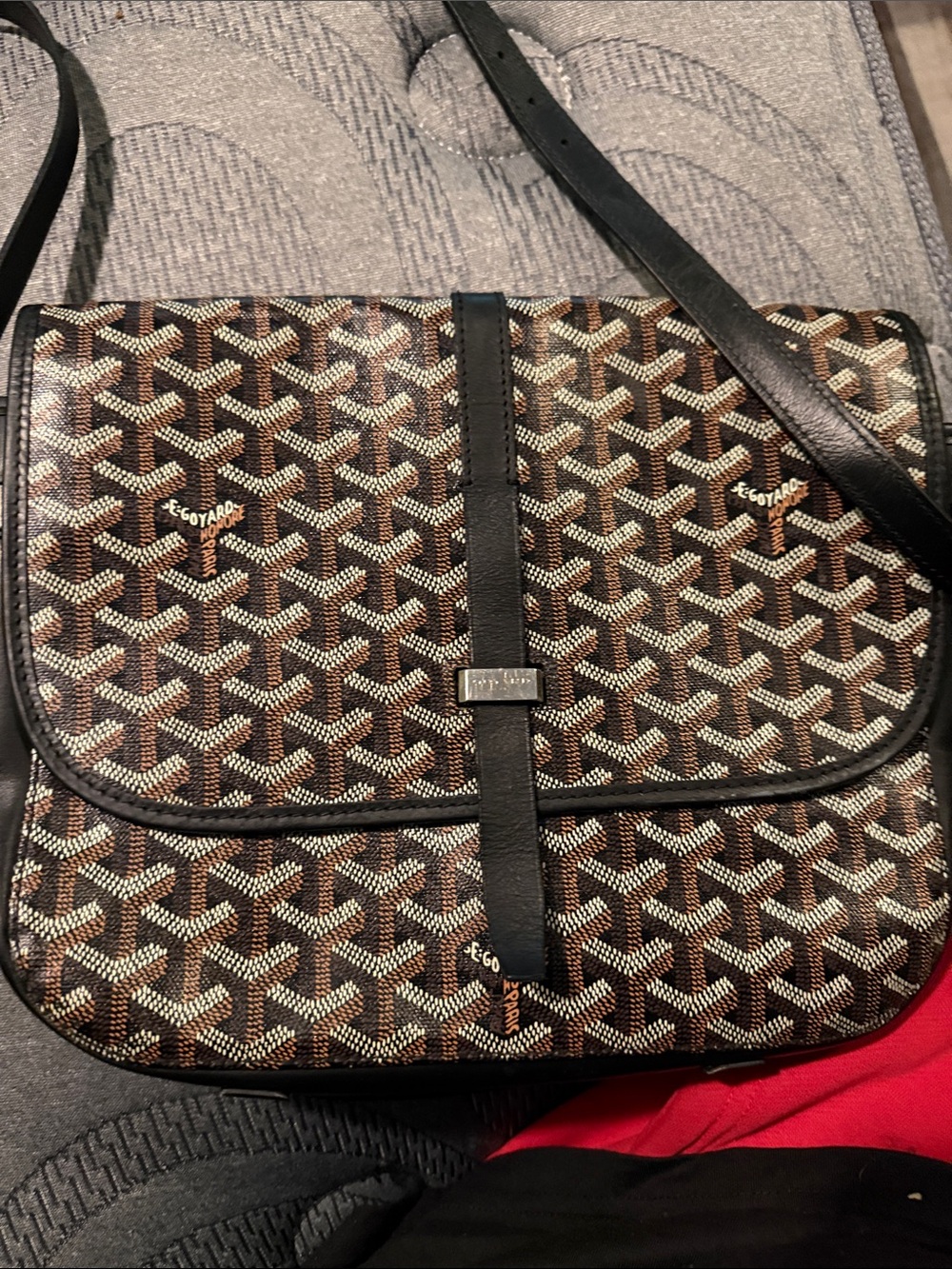 Goyard Crossbody Shoulder Bag with Black Trim